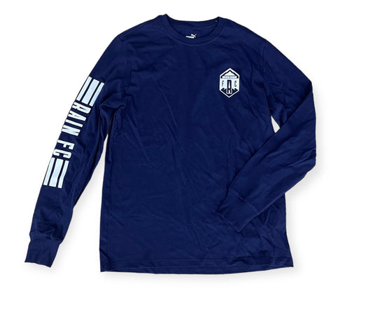 Rain FC Navy Puma Long Sleeve Shirt Triple Stripe